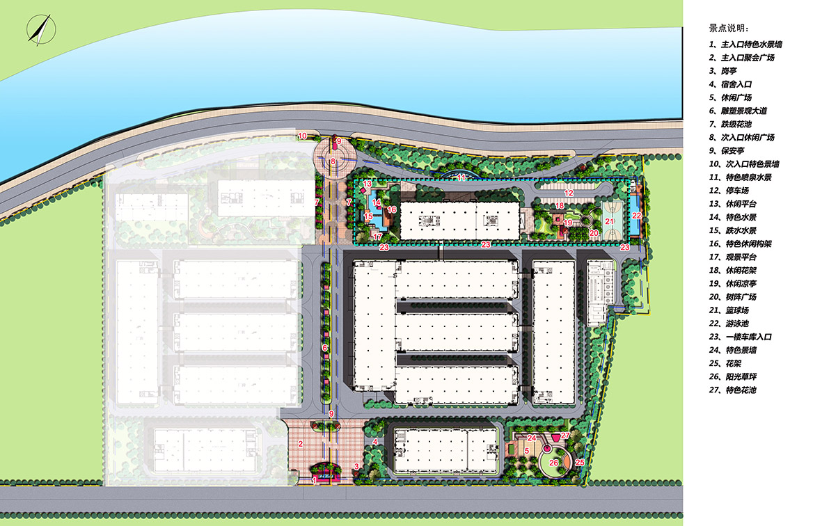 東莞銘豐廠景觀概念設(shè)計(jì)總平面標(biāo)注圖